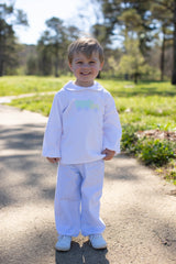 David Shirt Long Sleeve Lined in White Swiss Dots