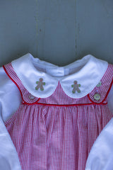David Shirt Long Sleeve in White Pique with Double Gingerbread Men