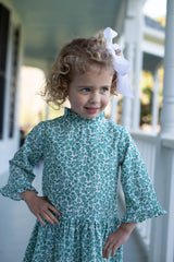 Mary Reddoch Dress 3/4 Sleeve in Green Liberty Floral