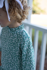 Mary Reddoch Dress 3/4 Sleeve in Green Liberty Floral