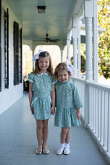 Mary Reddoch Dress 3/4 Sleeve in Green Liberty Floral