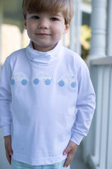 Turtleneck Basic in White Knit with 3 Cars