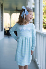 Sophie Knit Dress Long Sleeve Premium in Watercolor Stripe Knit