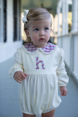 Finley Bubble Long Sleeve Knit w/ Woven Collar in Ecru Knit