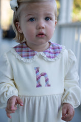 Finley Bubble Long Sleeve Knit w/ Woven Collar in Ecru Knit