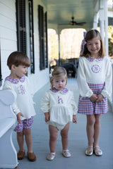 Finley Bubble Long Sleeve Knit w/ Woven Collar in Ecru Knit