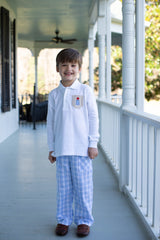 Boy Polo Long Sleeve White with Pocket w/ Mini Tree w/ Star