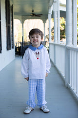 David Shirt Long Sleeve in White Pique with Rudolph