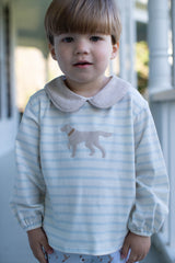 David Knit Shirt Long Sleeve Premium in Baby Blue Stripe Knit