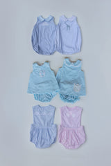 Martha Top in Aqua Microcheck with Pocket Tulip