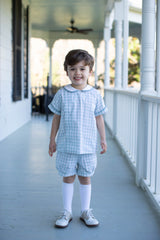 Finn Shorts in Sage Windowpane