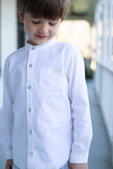 Tyson Shirt Long Sleeve in White Corduroy