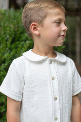 Fitz Shirt Short Sleeve in Ivory Gauze