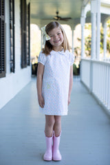 Olivia Apron Dress in Pastel Dot Pique