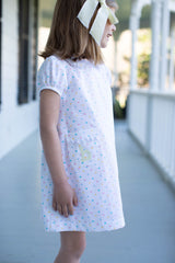 Olivia Apron Dress in Pastel Dot Pique