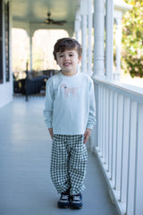 Boy Tee Long Sleeve Premium in Light Blue Knit with Puppy Dog