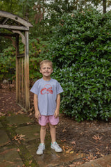 Boy Tee Short Sleeve Basic in Grey Knit w/ Red Football & Helmet