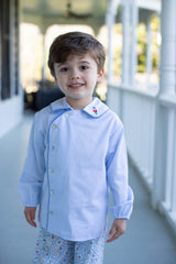 Alex Shirt Long Sleeve in Blue Superfine Twill
