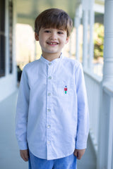 Tyson Shirt Long Sleeve in Blue Superfine Twill