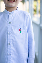 Tyson Shirt Long Sleeve in Blue Superfine Twill