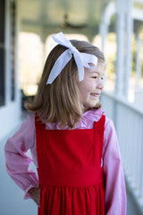 Hannah Pinafore Dress w/ No Pockets in Cherry Red Corduroy