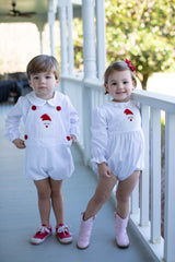 Harry Bubble Short Lined in White Swiss Dots