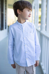 Tyson Shirt Long Sleeve in Blue Superfine Twill