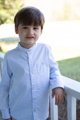 Tyson Shirt Long Sleeve in Blue Superfine Twill