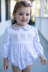 Finley Bubble Long Sleeve Knit w/ Woven Collar in White Knit