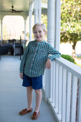Boy Shorts in Cadet Blue Non-Wrinkle Corduroy