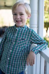 Tyson Shirt Long Sleeve in Red & Green Tartan
