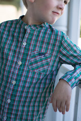 Tyson Shirt Long Sleeve in Red & Green Tartan