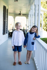 Avery Top Long Sleeve in Cadet Blue Non-Wrinkle Corduroy