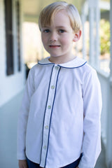 Fitz Shirt Long Sleeve in White Corduroy