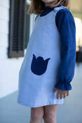 Avery Top Long Sleeve in Cadet Blue Non-Wrinkle Corduroy