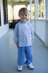 Logan Shirt Long Sleeve in Nutcracker Toile Blue