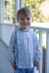 Logan Shirt Long Sleeve in Nutcracker Toile Blue