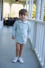 Graham Knit Shirt Long Sleeve in Light Blue Knit