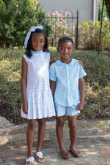 Fitz Shirt Short Sleeve in Aqua Microcheck