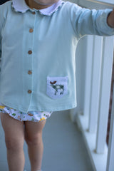 Graham Knit Shirt Long Sleeve in Light Blue Knit