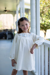 Pippa Dress in Ivory Non-Wrinkle Corduroy