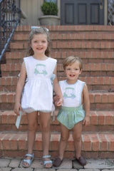 Lottie Shorts in Blue Bitty Dot Pique