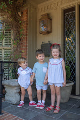 Spencer Scalloped Shorts in Light Blue 1/8 Check