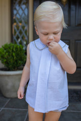 Freddie Shirt Sleeveless in Light Blue Seersucker