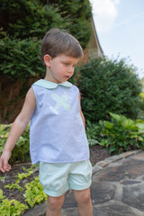 David Shirt Sleeveless in Light Blue 1/8 Check