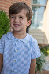 Alistair Shirt Short Sleeve in Light Blue 1/8 Check