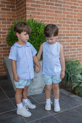 Logan Shirt Sleeveless in Light Blue 1/8 Check
