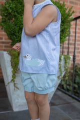 Logan Shirt Sleeveless in Light Blue 1/8 Check