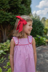 Lulu Dress with Piping Straps in Red Windowpane