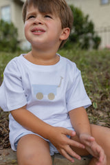 Boy Tee Short Sleeve White with Wagon